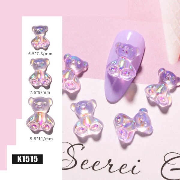 3D Cute Bear Resin Nail Art Decorations Crystal Gummy Bear Nail Glitter Jelly Ornaments Nails Art Accessories for Nail Art Decoration - Image 6