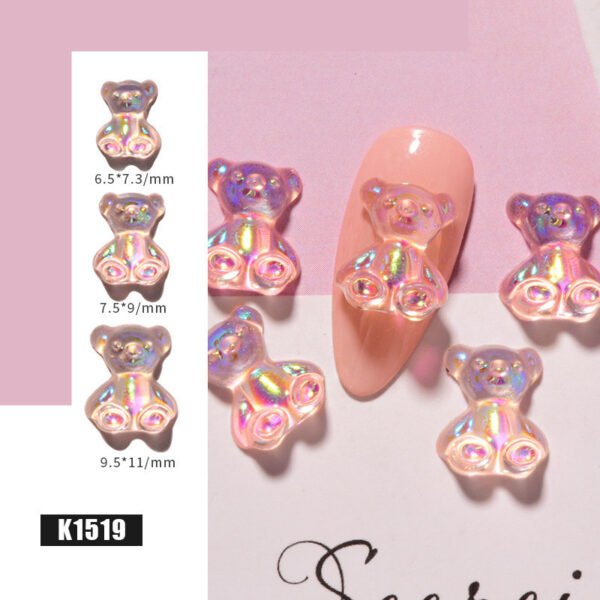 3D Cute Bear Resin Nail Art Decorations Crystal Gummy Bear Nail Glitter Jelly Ornaments Nails Art Accessories for Nail Art Decoration - Image 3