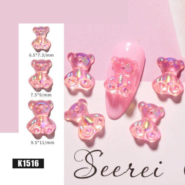 3D Cute Bear Resin Nail Art Decorations Crystal Gummy Bear Nail Glitter Jelly Ornaments Nails Art Accessories for Nail Art Decoration - Image 5