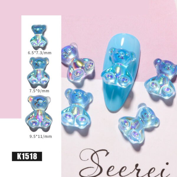 3D Cute Bear Resin Nail Art Decorations Crystal Gummy Bear Nail Glitter Jelly Ornaments Nails Art Accessories for Nail Art Decoration - Image 2