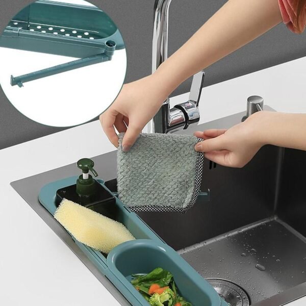 Telescopic Sink Rack Soap Sponge Holder Kitchen Sinks Organizer Adjustable Sinks Drainer Rack Storage Basket Kitchen Accessories - Image 3