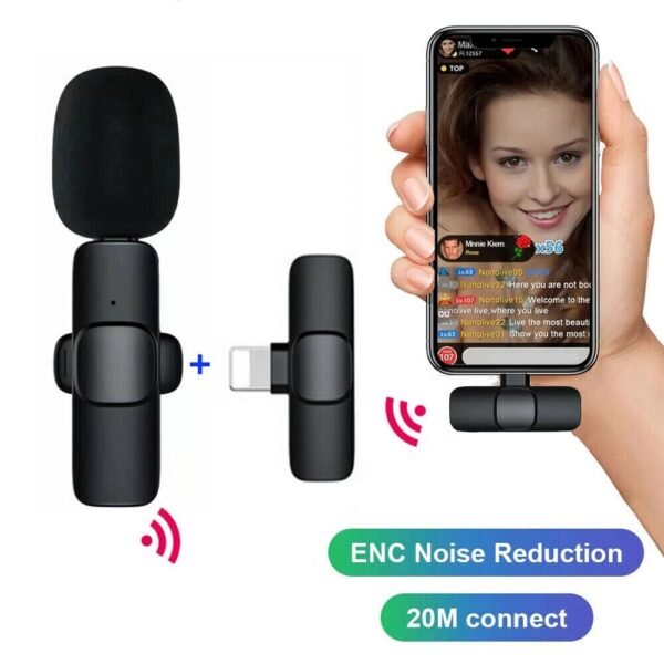 Professional Wireless Lavalier Lapel Microphone For IPhone, IPad - Cordless Omnidirectional Condenser Recording Mic For Interview Video Podcast Vlog YouTube - Image 3