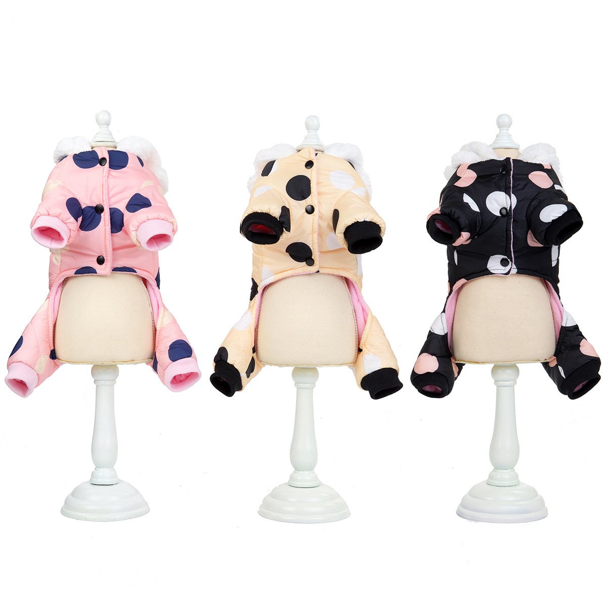 Warm big polka dot four-leg cotton coat - Image 8