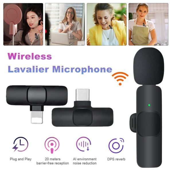 Professional Wireless Lavalier Lapel Microphone For IPhone, IPad - Cordless Omnidirectional Condenser Recording Mic For Interview Video Podcast Vlog YouTube - Image 8