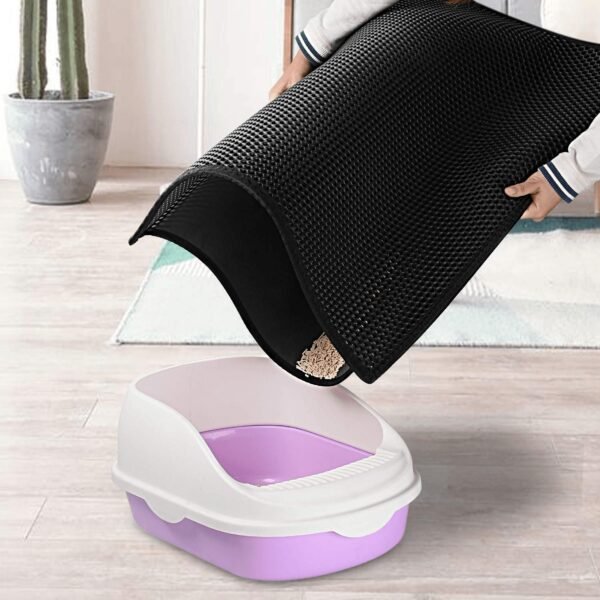 Kitty Cat Litter Mat Trapping Honeycomb Double Layer Design Waterproof Double Layer EVA Cat Litter Pad Waterproof Non-slip Sand Basin Filter Kitten Dog Washable Mattress - Image 4