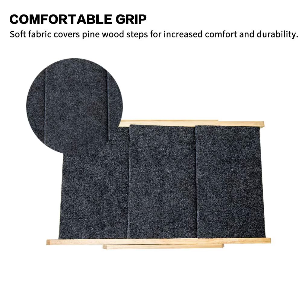 Wood Pet Stairs Pet Steps Foldable 3 Levels Dog Stairs Ramp Perfect For Beds And Cars Portable Dog Cat Ladder Up To 110 Pounds - Image 4