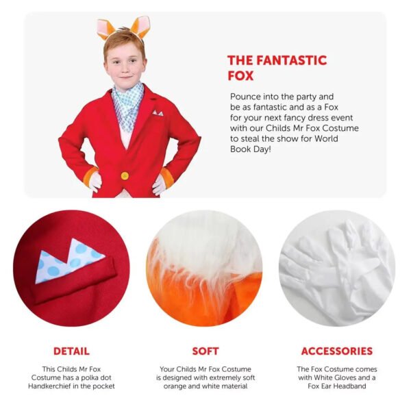 Mr Fox Costume For Kids - Fantastic Fox Costume For World Book Day/Book Week - Image 2