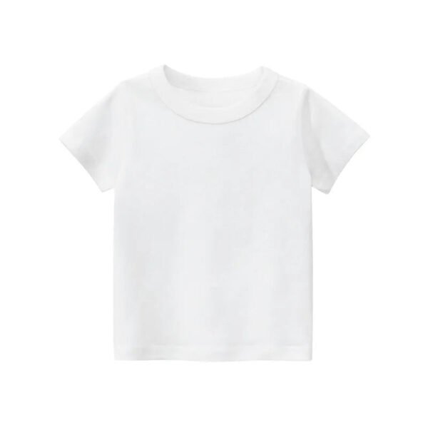 2024 Summer Girls Boys Solid T-Shirts Clothes 100% Pure Cotton Short Sleeve Yellow Red Green Kids UnderShirt Bottomming Clothing - Image 21