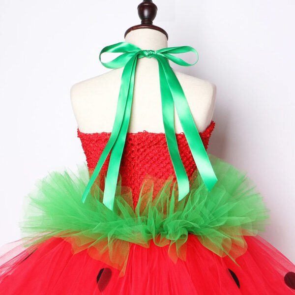 Red Green Strawberry Dresses for Girls Princess Tutu Dress with Flowers Headband Toddler Kids Girl Costume for Birthday Party - Image 6