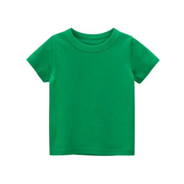 2024 Summer Girls Boys Solid T-Shirts Clothes 100% Pure Cotton Short Sleeve Yellow Red Green Kids UnderShirt Bottomming Clothing - Image 2