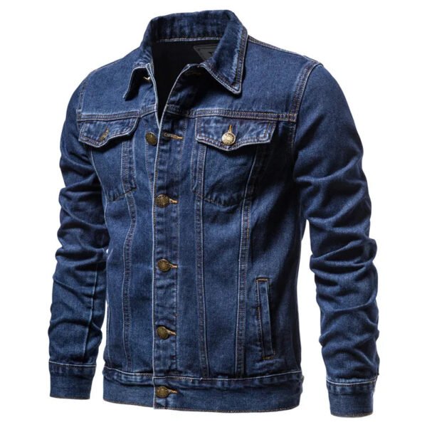 Denim Jacket Men Fashion Motorcycle Jeans Jackets Mens Causal Oversized Cotton Casual Black Blue Denim Jacket Man Outerwear Coat - Image 3
