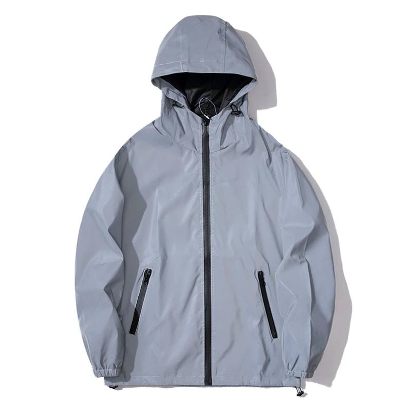 NEW SIZE Night Reflective Jackets Double Fabric Windbreaker Hooded Jacket Men Hip Hop Dancer Waterproof Zipper Coats Outwear - Image 7