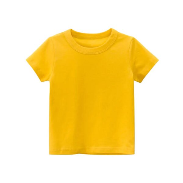 2024 Summer Girls Boys Solid T-Shirts Clothes 100% Pure Cotton Short Sleeve Yellow Red Green Kids UnderShirt Bottomming Clothing - Image 17