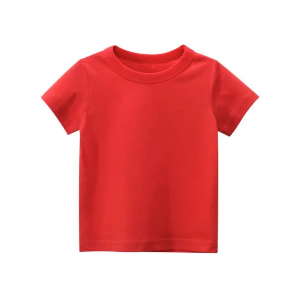 2024 Summer Girls Boys Solid T-Shirts Clothes 100% Pure Cotton Short Sleeve Yellow Red Green Kids UnderShirt Bottomming Clothing - Image 8