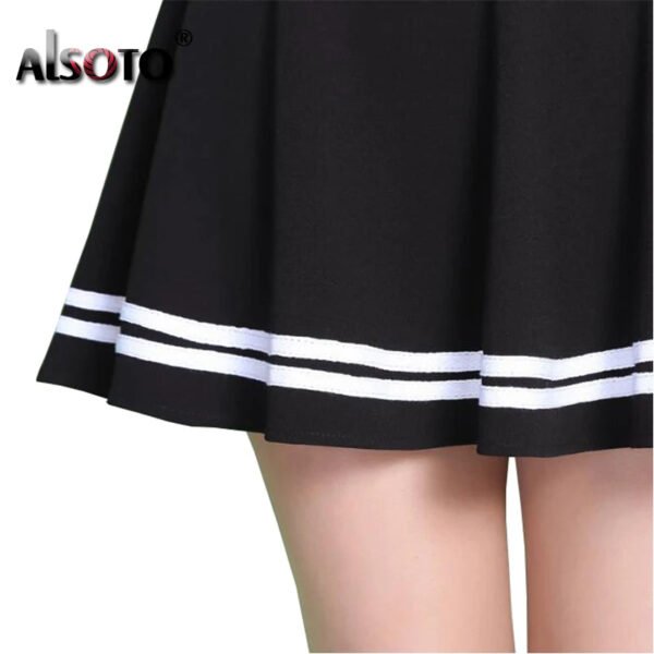 2024 Summer Style Women Skirt Solid Color Sexy High Waist Midi Pleated Skirts Stripe Black School Korean Mini A-line Saia - Image 5