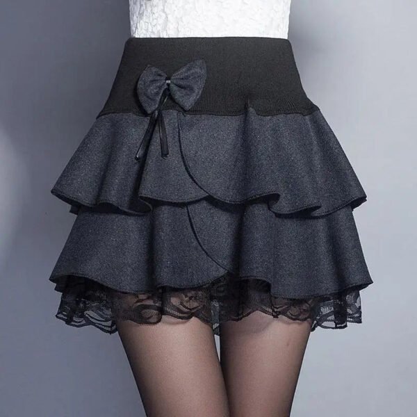 Zuolunouba Summer Slim Preppy Skirt Women Flower Bow Mini Tutu Style Elasticity Lace Skirts Shorts Lady High Waist Student - Image 9