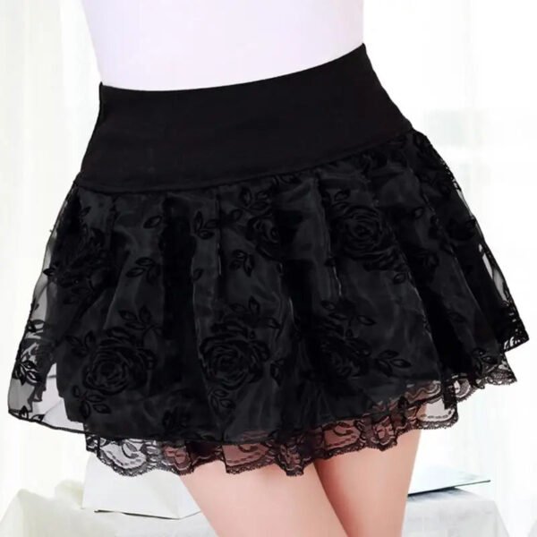 Zuolunouba Summer Slim Preppy Skirt Women Flower Bow Mini Tutu Style Elasticity Lace Skirts Shorts Lady High Waist Student - Image 7