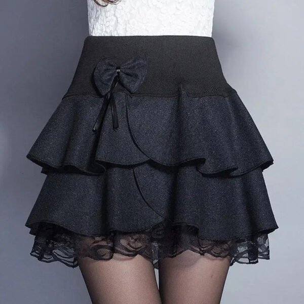 Zuolunouba Summer Slim Preppy Skirt Women Flower Bow Mini Tutu Style Elasticity Lace Skirts Shorts Lady High Waist Student - Image 11