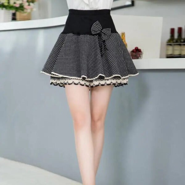 Zuolunouba Summer Slim Preppy Skirt Women Flower Bow Mini Tutu Style Elasticity Lace Skirts Shorts Lady High Waist Student - Image 6