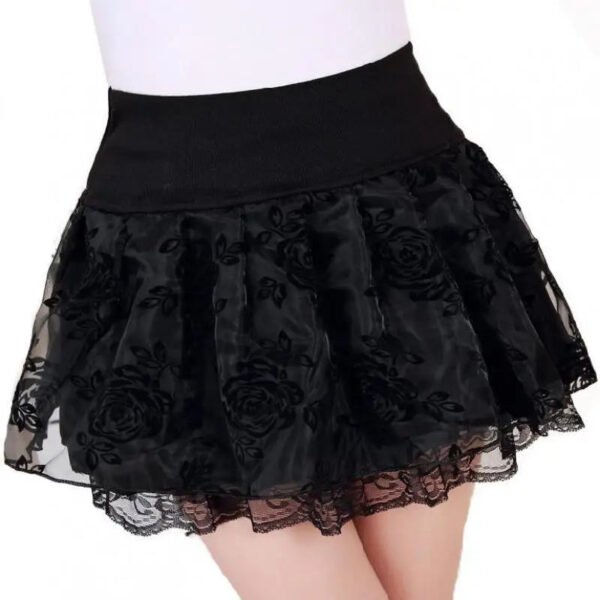 Zuolunouba Summer Slim Preppy Skirt Women Flower Bow Mini Tutu Style Elasticity Lace Skirts Shorts Lady High Waist Student - Image 4