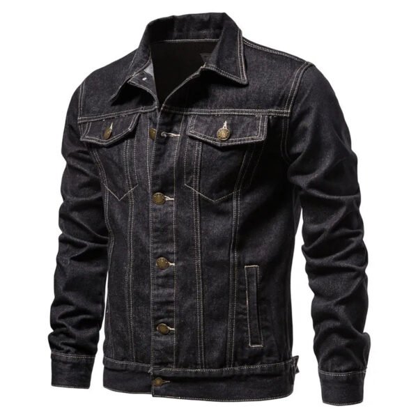 Denim Jacket Men Fashion Motorcycle Jeans Jackets Mens Causal Oversized Cotton Casual Black Blue Denim Jacket Man Outerwear Coat - Image 4