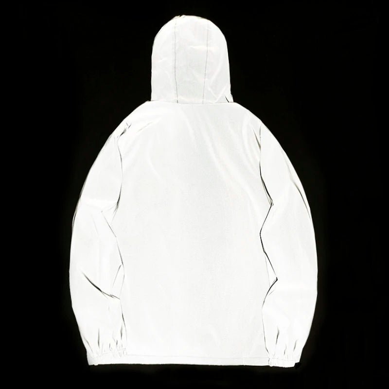 NEW SIZE Night Reflective Jackets Double Fabric Windbreaker Hooded Jacket Men Hip Hop Dancer Waterproof Zipper Coats Outwear - Image 2