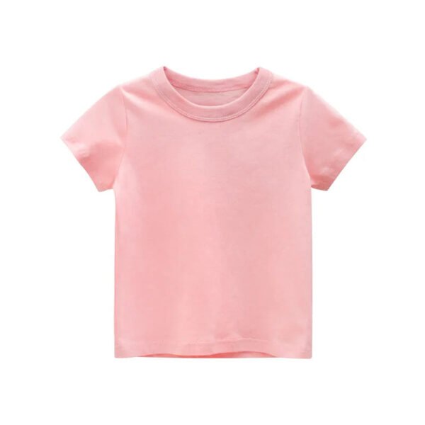 2024 Summer Girls Boys Solid T-Shirts Clothes 100% Pure Cotton Short Sleeve Yellow Red Green Kids UnderShirt Bottomming Clothing - Image 12