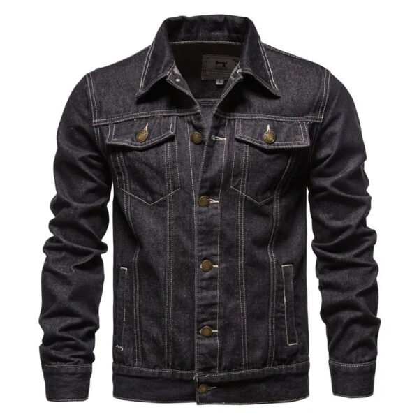 Denim Jacket Men Fashion Motorcycle Jeans Jackets Mens Causal Oversized Cotton Casual Black Blue Denim Jacket Man Outerwear Coat - Image 7