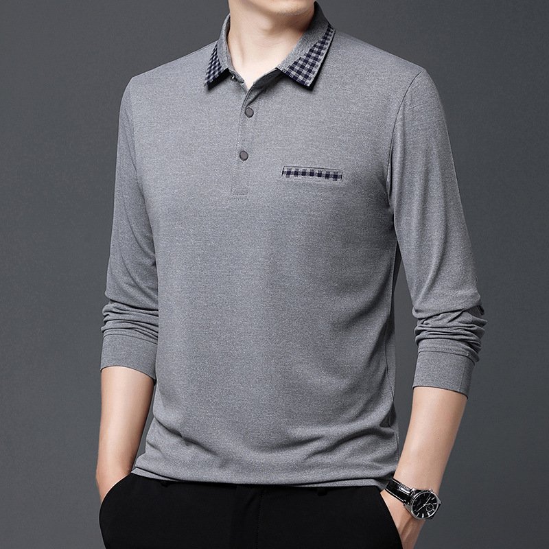 Solid Color Casual Dad Long-t-shirt