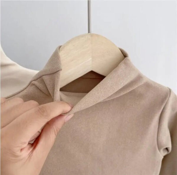 Autumn Winter Children Kids Boys Girls T-shirts Tops Turtleneck Solid Long Sleeve Warm Fleece Bottoming Shirts Tees for Kids - Image 3