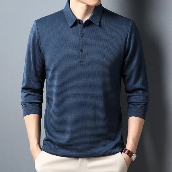 Men's Business Casual Polo Long Sleeve T-shirt Summer Comfortable  Top - Image 5