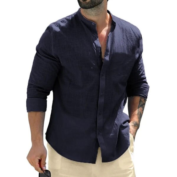 Autumn Mens Long Sleeve Shirts Cotton Business TShirts Men Breathable Solid Color Streetwear Button Shirts for Men White Shirt - Image 7