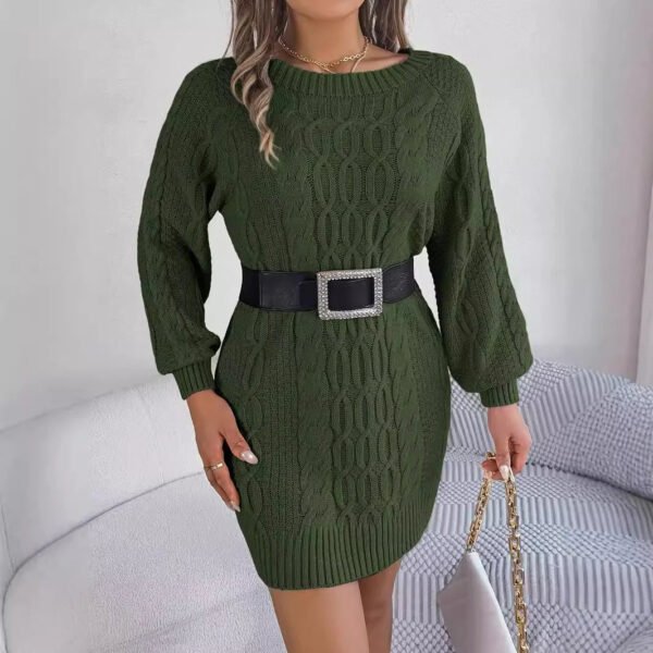 Elegant New Autumn Winter Sweater Dress Solid Color O Neck Long Sleeve Knitted Bodycon Mini Sweater Dress Female Knit Sexy Dress - Image 4