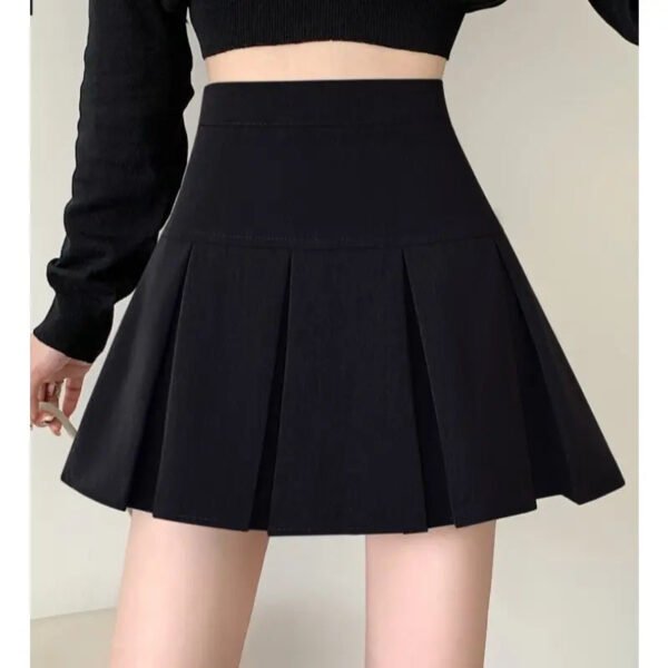 2025 Summer New Women Slim Solid Color Pleated Short Skirt College Style Pure Want To High-waisted Skinny-proof A- line Clothing - Image 7