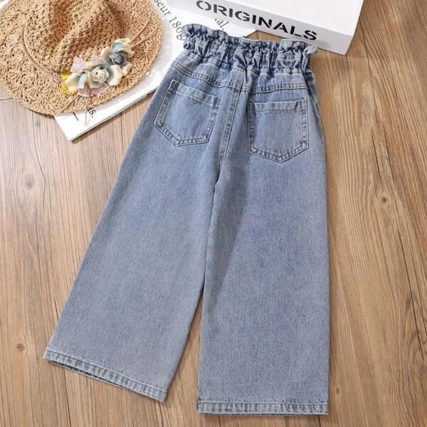 Girls' Wide-Leg Jeans Versatile Style 2023 Fashionable Big Kids Leisure Pants Spring And Autumn Girl Loose Double Waist Trousers - Image 2