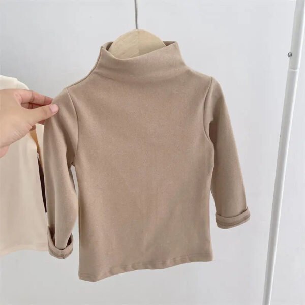Autumn Winter Children Kids Boys Girls T-shirts Tops Turtleneck Solid Long Sleeve Warm Fleece Bottoming Shirts Tees for Kids - Image 10