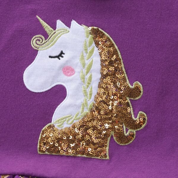 Girls' Autumn Long Sleeve Mesh Cartoon Unicorn Dress LH1696 - Image 4