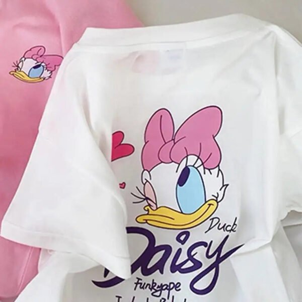 Girls Pink Tshirt Daisy Print Short Sleeve Tops Casual Fashion Versatile Tees Children New Round Neck Thin Loose Base Shirt - Image 6