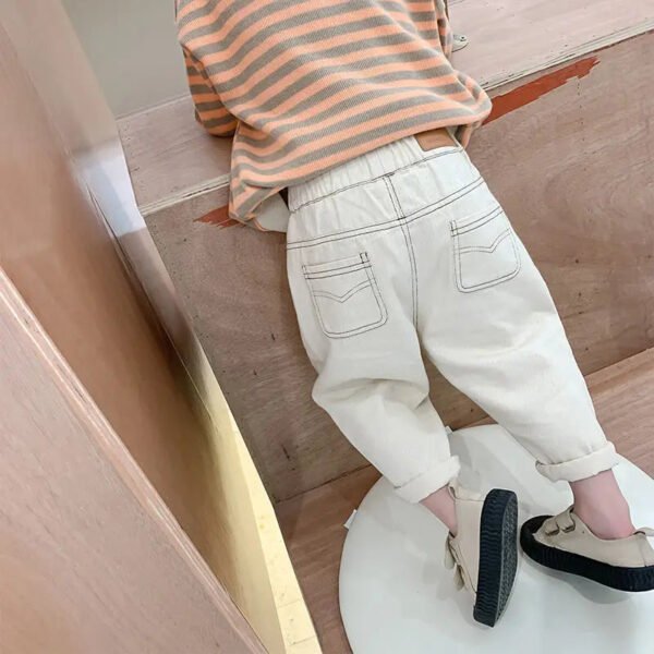 Baby Boy Girl Loose Jeans New Fashion Korean Style Casual Solid Color Jeans Spring Autumn Children's Denim Pants For 1-7 Years - Image 3