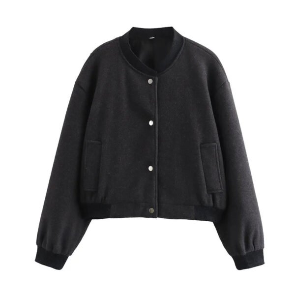 TRAF 2024 Women Jacket Cropped Bomber Jackets For Women Beige Black Tweed Jacket Woman Fashion Long Sleeve New In Short Coats - Image 10