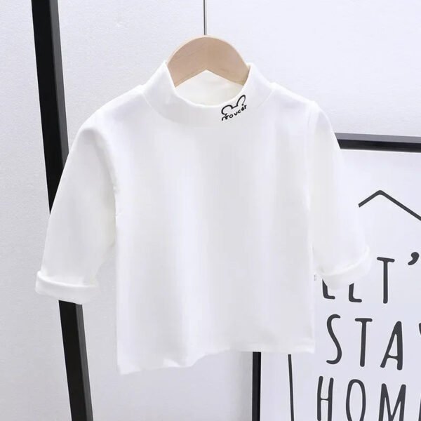 Autumn Winter Children Kids Boys Girls T-shirts Tops Turtleneck Solid Long Sleeve Warm Fleece Bottoming Shirts Tees for Kids - Image 2