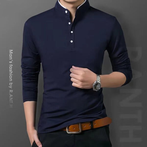 Men's Business Casual Long Sleeve Polo T-shirt Summer Comfortable Breathable Top for Formal Occasions - Image 9