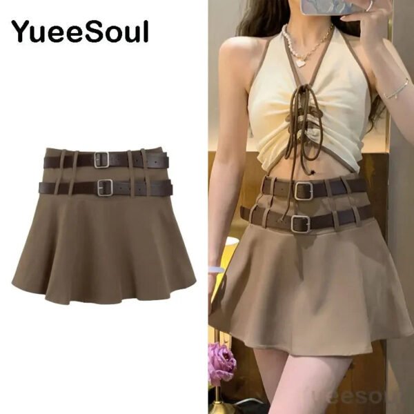 Brown Mini Skirts 2023 New Y2K Vintage High Waist Women Pleated Skirt Chic Sweet Cute Preppy Style Casual 90s E Girl Dance Skirt - Image 12