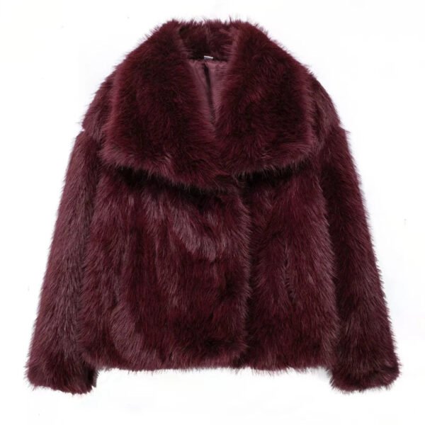 TRAF White Faux Fur Coat 2024 Woman New in coats Autumn Winter Fur Plush Fluffy Jacket Warm Red Gray Black Outerwears - Image 6