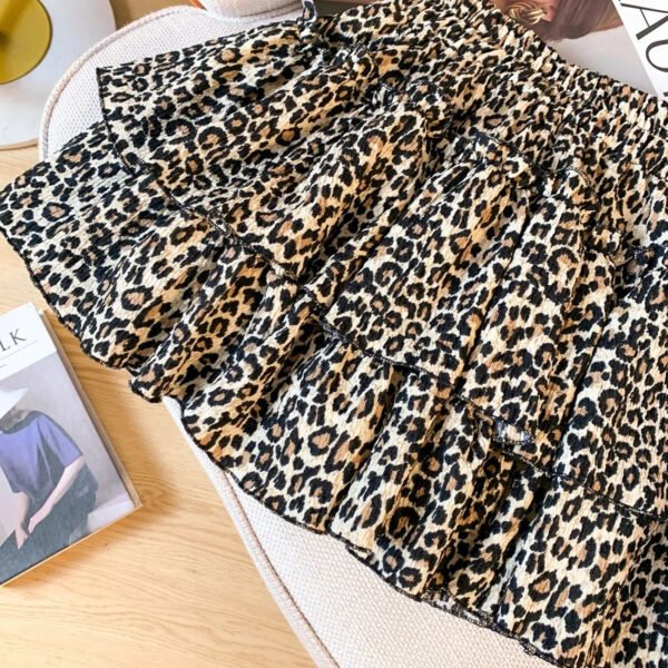 Chiffon Leopard Mini Skirts Women Y2k Retro Summer Elastic Waist Stylish Streetwear Korean Style Temperament Cake Faldas Tender - Image 4