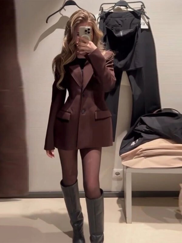 Women Office Blazer Skirt Suit Elegant Laple Slim Hip Packege Full Sleeve Coat A-line Skirt Set Female 2025 Spring Lady Outfits - Image 4