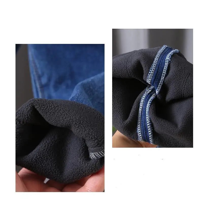 Korean version children's jeans winter girls with plush thick High waist elastic cartoon printed jeans babies warm pants1-6Y - Image 3