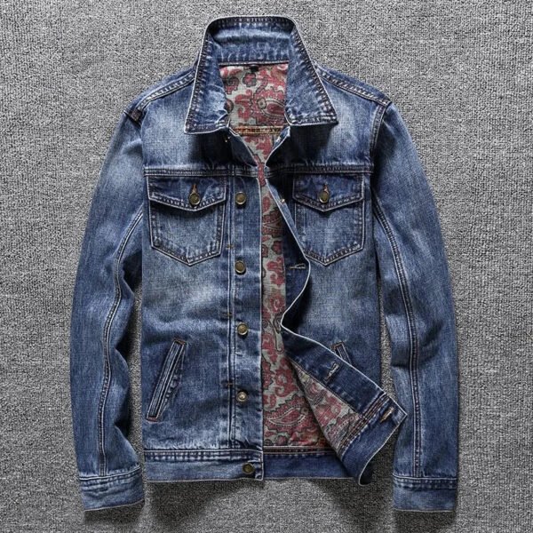 2023 Spring and Autumn New Classic Fashion Trend Vintage Printed Denim Jacket Men's Casual Loose Comfortable Large Size Coat - Image 6