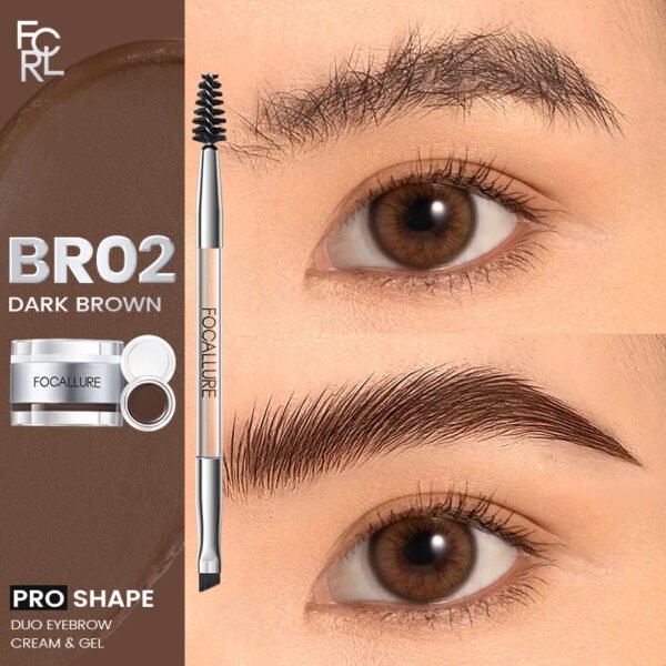 FOCALLURE 2 In 1 Eyebrow Pomade Gel Wax Makeup Waterproof Long Lasting 3 Colors Eyebrow Enhancer Cream Cosmetics With Brush - Image 7
