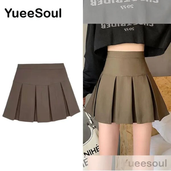 Brown Mini Skirts 2023 New Y2K Vintage High Waist Women Pleated Skirt Chic Sweet Cute Preppy Style Casual 90s E Girl Dance Skirt - Image 23